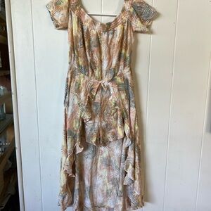 Tropical Print Off-Shoulder Dress
